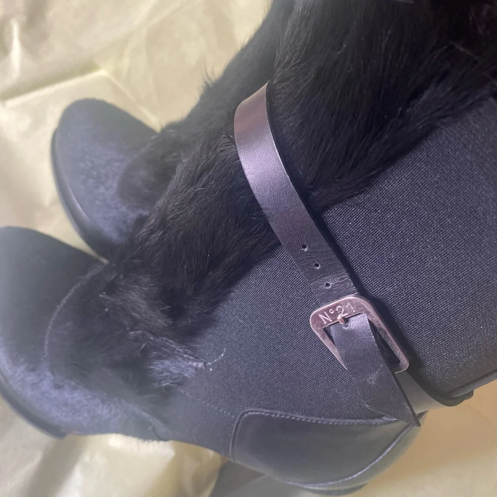 N°21 Alessandro Dell'Acqua Italian Luxury Haircalf Platform Boots